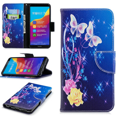 

BEFOSPEY Painting PU LeatherSoft TPU Card Slot Stand Wallet Case For Huawei Honor 7C599"2018