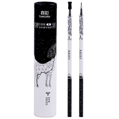 

TRUECOLOR 038mm black needle head gel pen pen pen refill pen refill student office 12 constellation alliance Aries 12 box C688