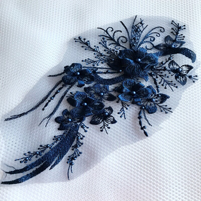 

sew on Stereo flowers patches Water soluble embroidery pinkredbluewine lace applique with peal 3015cm