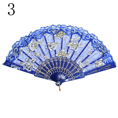 

Chinese Style Dance Party Wedding Lace Folding Hand Held Flower Fan