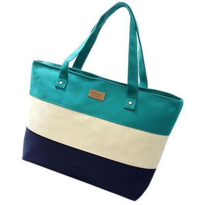 

SMOOZA Canvas shopping bag Women striped Bag Fashion Color Printing lady Girls Handbags Shoulder Bag Casual Bolsa Shopping Bags
