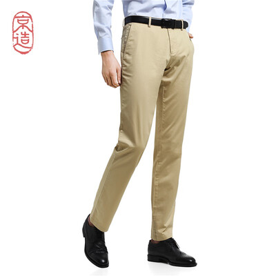 

JZAO Mens business casual pants straight casual pants mens cotton ammonia stretch summer khaki 36 18092A