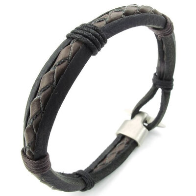 

Hpolw Mens Womens Leather Rope Bracelet, Tribal Braided Cuff Bangle, Brown Black