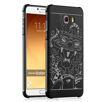 

Goowiiz Phone Case For Samsung Galaxy A8C7 ProC9 Pro Carved Dragon Thin Matte soft Silicone Prevent falling