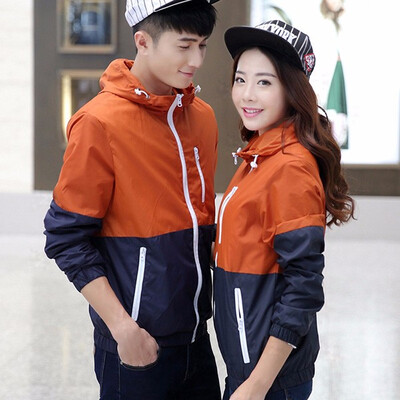 

Unisex Couple Fashion Long Sleeve Contraste Color Zipper Sun Protection Jacket