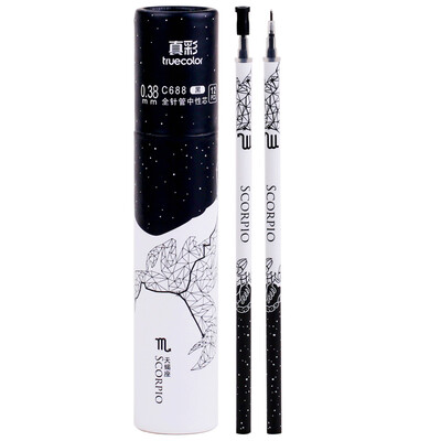 

TRUECOLOR 038mm black needle head gel pen pen pen refill pen refill student office 12 constellation alliance Scorpio 12 box C688