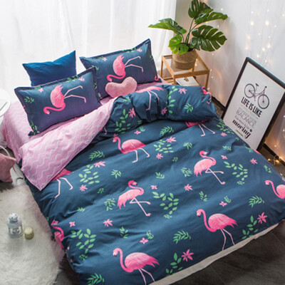 

Cntomlv Classic bedding set 5 size grey blue flower bed linens 4pcsset duvet cover set Pastoral bed sheet AB side duvet cover