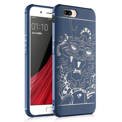 

Goowiiz Phone Case For Oppo R11R11 Plus Carved Dragon Thin Matte soft Silicone Prevent falling