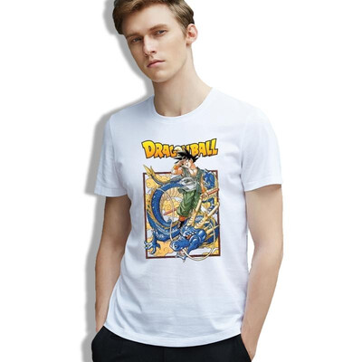 

T Shirt Man Cartoons Dragonballz Saiyan Goku T-shirt Printing Solid Color Casual Cotton Short Sleeve Cool Clothes