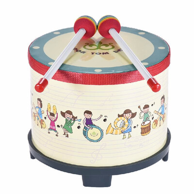 

8 Inch Wooden Floor Drum Gathering Club Carnival Percussion Instrument with 2 Mallets for Kids Children