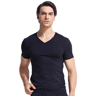

Seven Wolves Men&39s Pure Cotton Short Sleeve T-Shirt Men&39s V-Neck Shirt Summer Sports 98714 Black L