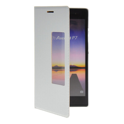 

MOONCASE Окно просмотра Кожа Флип сторона Чехол Подставка Оболочка задняя крышка Крышка для Huawei Ascend P7 Белый