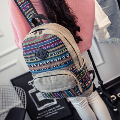 

Girls Schoolbags Students Backpacks Female Korean Leisure Travel Bags National Wind Canvas Backpacks