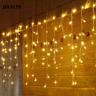 

JULELYS 6 x 07M 158 Bulbs LED Curtain Lights Christmas Garland Fairy LED Lights Decoration Holiday Birthday Party Garden Decor