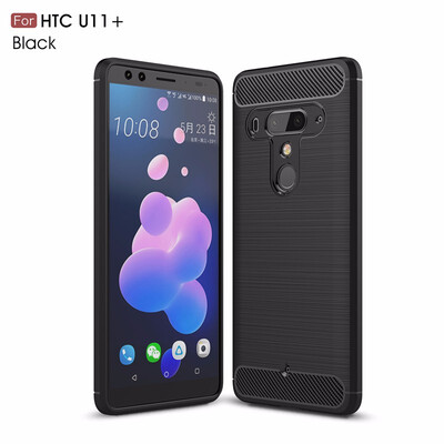 

Goowiiz Phone Case For HTC U12 Plus Fashion Slim Carbon Fiber TPU Soft Silicone Prevent falling