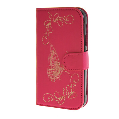 

MOONCASE Butterfly pattern Leather Flip Wallet Card Slot Stand Back чехол для Samsung Galaxy Xcover 3 SM-G388F Hot pink