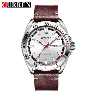 

2017 new CURREN 8272 Top Brand Luxury watch men date display Fashion Leather Quartz Wrist Watches relogio masculino