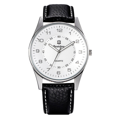 

bestdon 98106g белый циферблат черный натуральной кожи моды водонепроницаемые часы с световой указатель кварца пару для мужчин