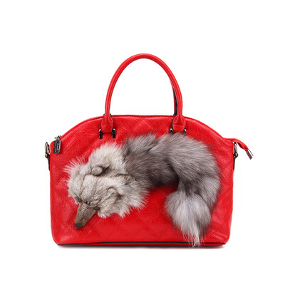 

New women PU leather high quality genuine fox fur bag for women famous brand handbags bags ladies shoulder bag tote bags