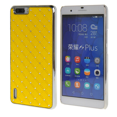 

MOONCASE Жесткий Роскошные Chrome горный хрусталь Bling Звезда задняя крышка чехол для Huawei Honor 6 Plus желтый