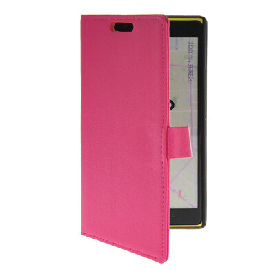 

MOONCASE Slim Leather Flip Wallet Card Pouch with Kickstand Shell Back ЧЕХОЛ ДЛЯ Nokia Lumia 1520 Hot pink