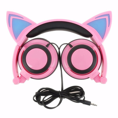 

Folding earphone Cute LED Light Cartoon Cat earphone For Gaming Cat Headphone For PC Computer Mobile Phone MP3 Mobile phone music