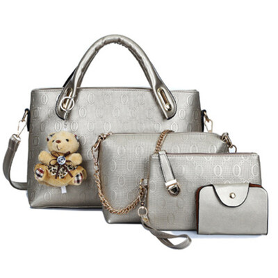 

4 Pcsset Ladies Embossed Bear Printed Package Shoulder Bags Messenger Bag Handbags