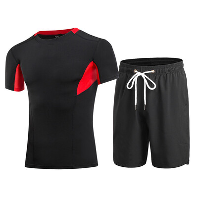 

Quickly Dry2 Pcs Sports Suit For Men Compression Fitness Tights TracksuitT-Shirt