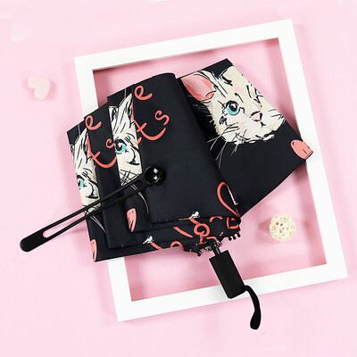 

Cmon love cat vinyl umbrella parasol sunscreen umbrella cute small black umbrella folding umbrella umbrella sunscreen female anti-UV black tri-fold manual