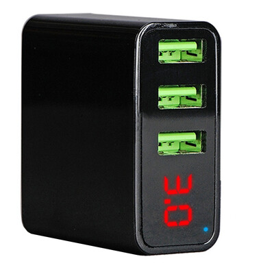 

3-Port USB with LED Display 5V3A Portable Phone Quick Charger IC Fast&Smart Charging Digital voltage display