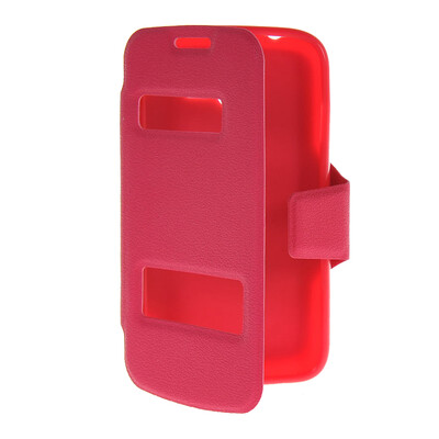

MOONCASE View Window Leather Side Flip Pouch Stand Shell Back ЧЕХОЛ ДЛЯ Samsung Galaxy Star Pro S7260 / S7262 Hot pink