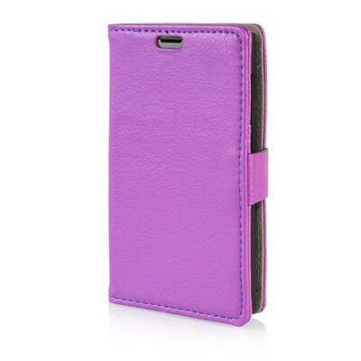 

MOONCASE Litch Skin Leather Side Flip Wallet Card Slot Pouch Stand Shell Back ЧЕХОЛ ДЛЯ Microsoft Lumia 435 Purple