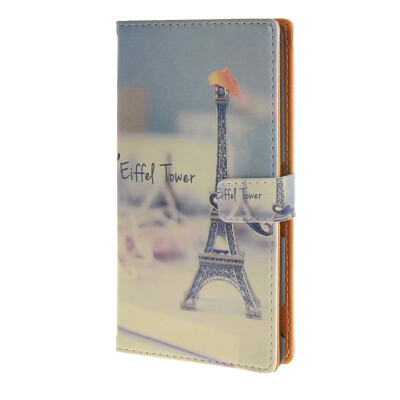 

MOONCASE Sony Xperia M4 Case Eiffel Tower Pattern Leather Flip Card Wallet Slot Bracket Back Case Cover A 03