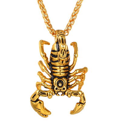 

U7 американские Стиль Steampunk Кетте Scorpion 18K позолоченный нержавеющей стали черный Урожай Женщины себе ожерелье 2016