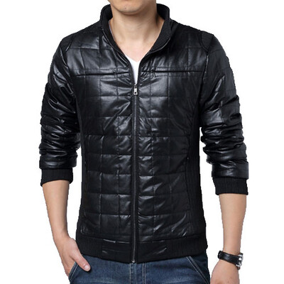 

Zogaa New Winter Men's Cotton-padded Jacket Thick Leather Splice