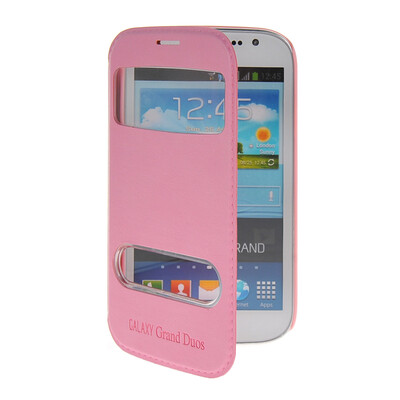 

MOONCASE View Window Leather Side Flip Pouch Stand Shell Back ЧЕХОЛ ДЛЯ Samsung Galaxy Grand Duos i9080 i9082 Pink