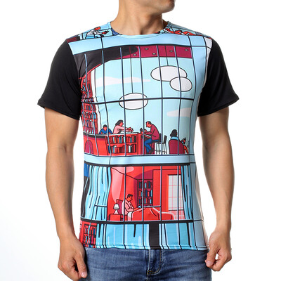 

Fashion Mens Leisure O-neck Colorful Print Pullover T-Shirts