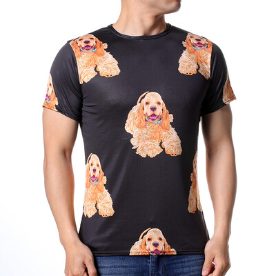 

Mens Summer Dog Printed Short Sleeve Shirt
