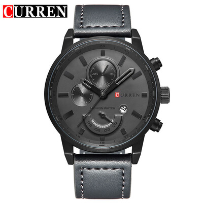 

CURREN Mens Watch-Quartz-Mens Watch Round Dial Mens Analog Watch with Date Display 8217