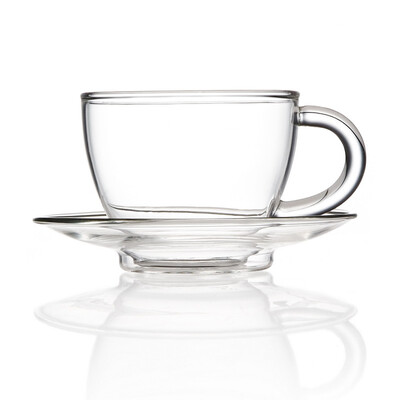 

Clear Glass Teacup with Saucer 50ml 1.69 oz B-336P