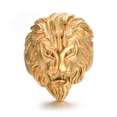 

Yoursfs Lion Ring 18K GoldSliver Plated Hip Hop Ring Lion Ring MenS Titanium Ring
