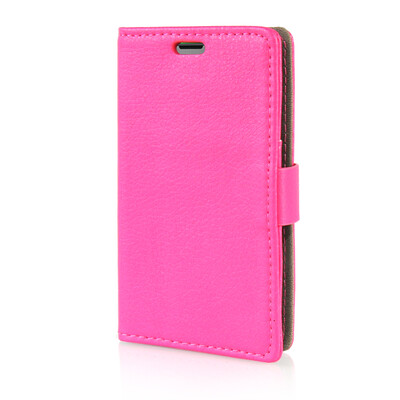 

MOONCASE Litch Skin Leather Side Flip Wallet Card Slot Pouch Stand Shell Back ЧЕХОЛ ДЛЯ Microsoft Lumia 435 Hot pink