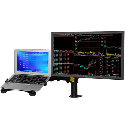 

Композиции (Loctek) D1F2 ноутбук + двойной подставки монитора компьютера стенд / портативный стенд вращающейся телескопической грузоподъемной скобе 10-30 дюймов черный