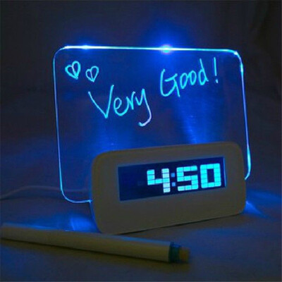 

NicerDicer Blue LED Fluorescent Message Board Digital Alarm Clock Hub Calendar Night light 95258