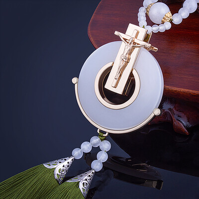 

platinum Milpro car pendant high-end car ornaments jewelry jade pendants into the security mirrors car pendant agate stone car hanging - safe&tassels