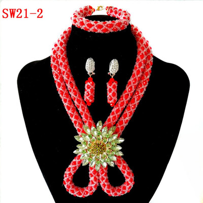 

Red And Purple Crystal Ball African Bridal Statement Necklace Set Nigerian Wedding Beads Jewelry Set For Women Free Shipping
