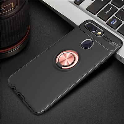 

OPPO R15 Luxury Metal Ring Magnetic Bracket Shockproof Cooling TPU Phone Case