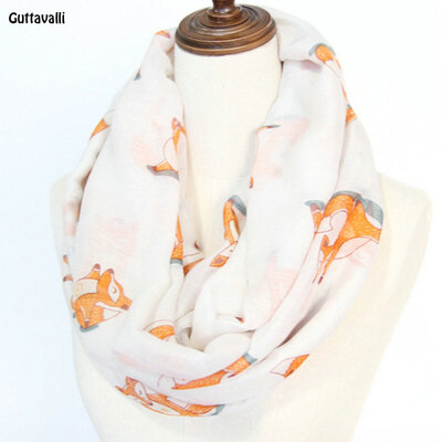 

Guttavalli Women Solid Cute Fox Print Кольцо Шаль Урожай Животные Вискозные Мягкие петли Шарф Зимние Лоури Теплые Бесконечные Шарфы