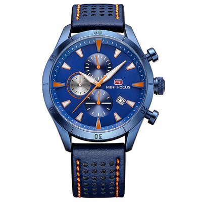 

MINI FOCUS Fashion Sports Leather Strap Men Quartz Watch MF0011G