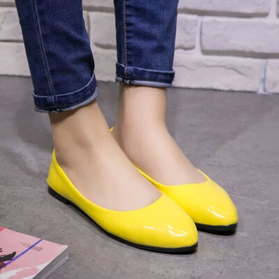 

Women Pointy Toe Shoes Faux Leather Candy Color Casual Flat Ballet Dress Loafer